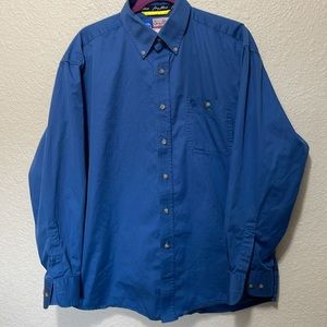 Wrangler Men's George Strait Cowboy Cut Collection Blue Shirt. Very Good.